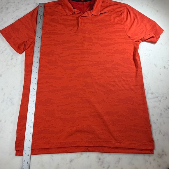 Nike Golf Polo Shirt Mens Medium Orange Excellent Dri-FIT Camo Tiger Stripe - Picture 3 of 5